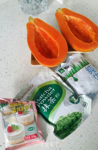 Matcha Milk Papaya Jelly recipe