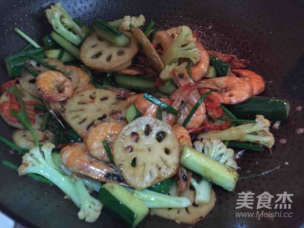 Griddle Shrimp Stir-fried Vegetarian Vegetables recipe