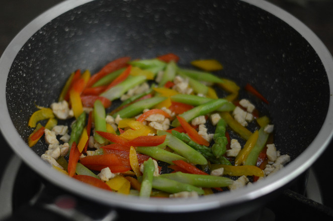 Seaweed Rice Ball + Asparagus and Pepper Chicken recipe