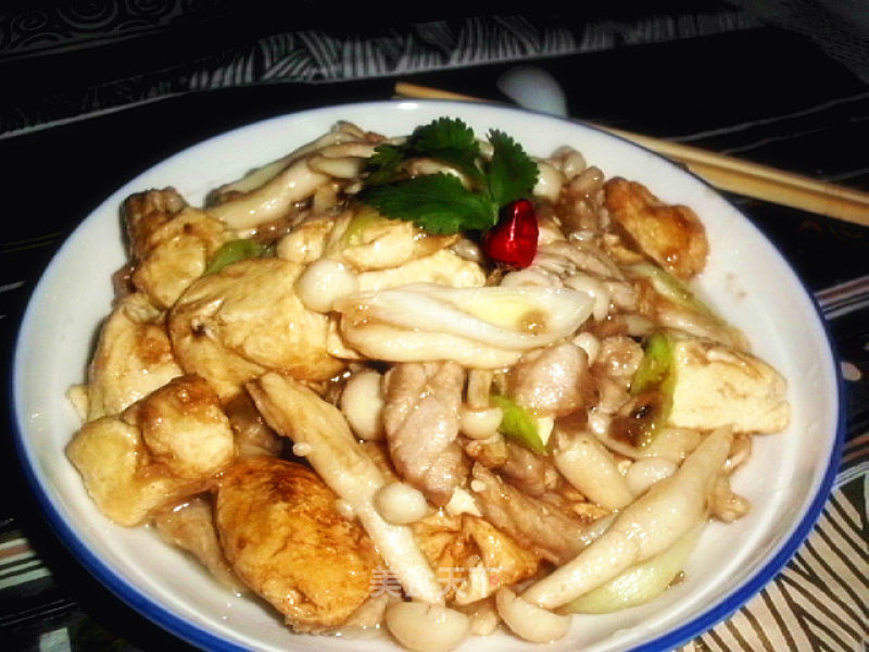 Baked Tofu with White Jade Mushroom recipe