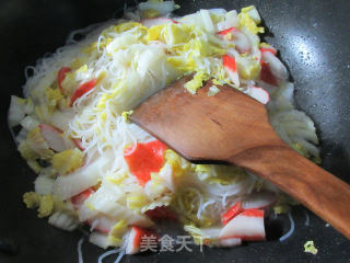 Fried Rice Noodles with Crab Sticks and Baby Vegetables recipe