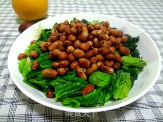 Old Vinegar Peanuts Mixed with Spinach recipe