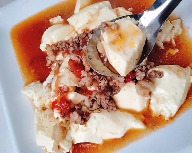 Steamed Egg with Tomato Pork recipe