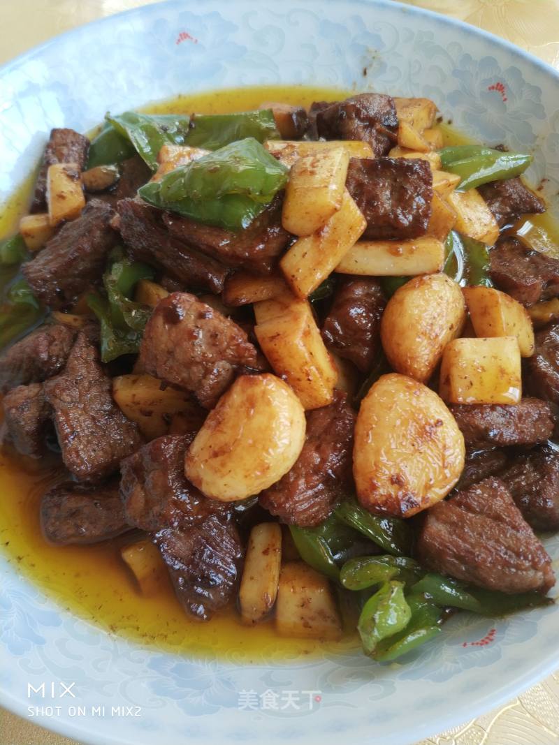 Beef Diced with Black Pepper and Pleurotus recipe