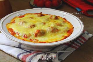 Baked Mashed Potatoes with Meatballs in Tomato Sauce recipe