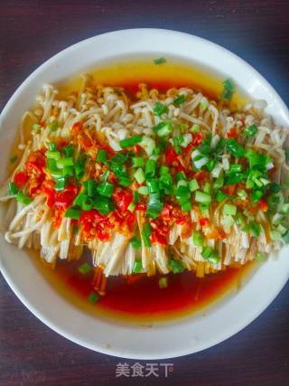 Summer Lazy Food: Chopped Pepper and Enoki Mushroom recipe