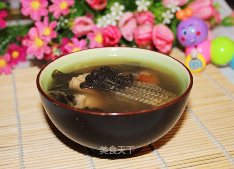 Puffed Fish Gill Green Sky Kwai Lean Meat Soup recipe