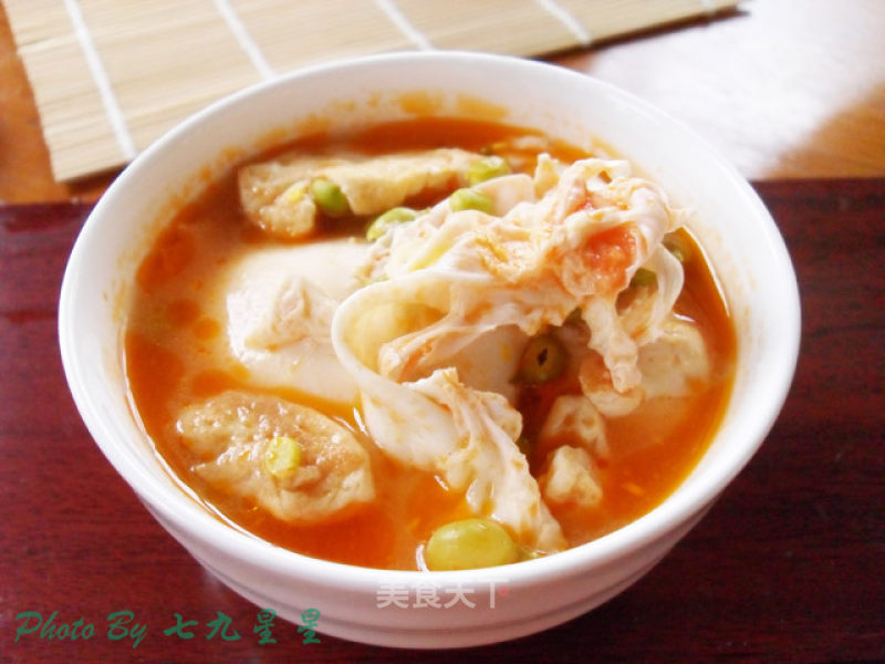 Poached Egg with Tofu in Sour Soup recipe