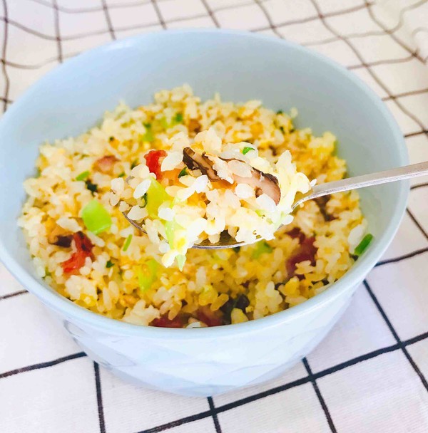 Fried Rice with Mushroom Sausage and Egg recipe
