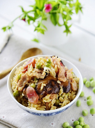 Stewed Rice with Mushrooms and Peas recipe
