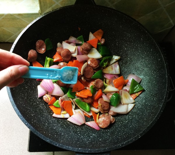 Stir-fried Pure Meat Sausage with Mixed Vegetables recipe