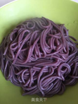 Purple Potato Noodles with Tomato Beef recipe