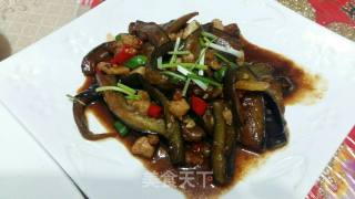 Stir-fried Eggplant with Diced Pork and Green Red Pepper recipe