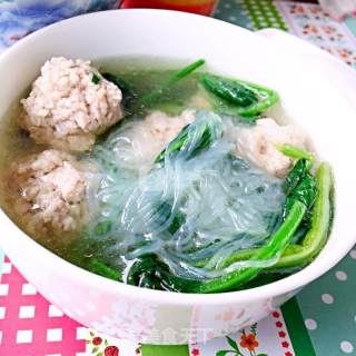 Vermicelli Soup with Spinach Meatballs recipe