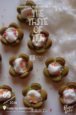 #aca烤明星大赛# Matcha Flower Biscuits recipe