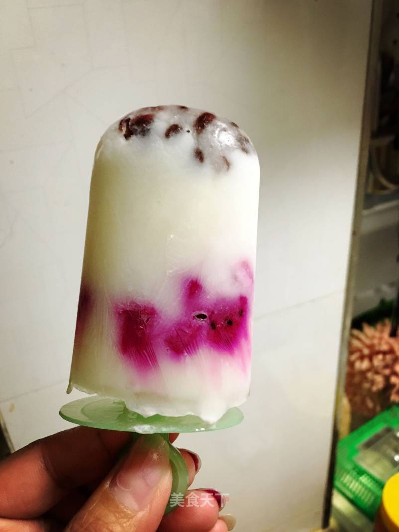 Dragon Fruit Honey Bean Yogurt Popsicle recipe