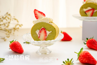 Matcha Strawberry Cake Roll recipe