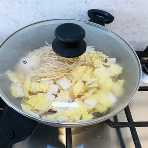Reduced Fat Cabbage and Enoki Mushroom Tofu Soup recipe