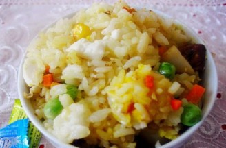 Fried Rice with Duck and Yellow Fish Balls recipe