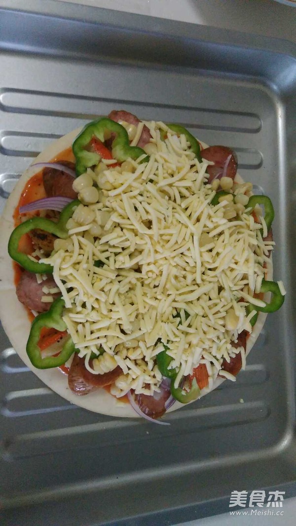 Lazy Pizza (vegetables and Seafood Sausage Flavor) recipe