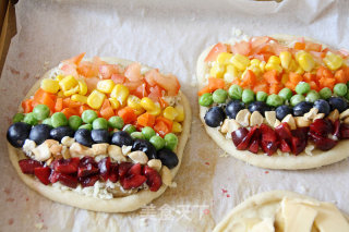 [mini Rainbow Pizza with Thin Bottom]: A Beautiful Rainbow on The New Year’s Eve Dinner recipe