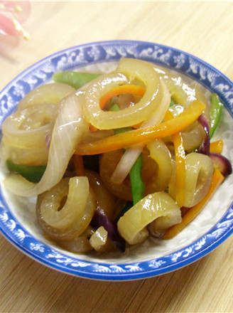 Stir-fried Braised Pork Rind with Onion recipe