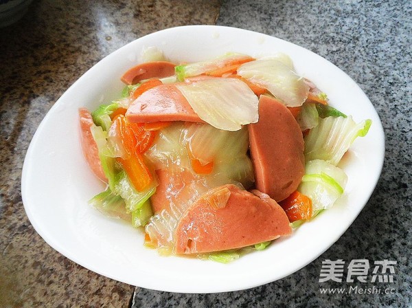 Braised Chinese Cabbage with Meat Sausage recipe