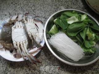 Boiled Vermicelli with Green Vegetables and Crab recipe