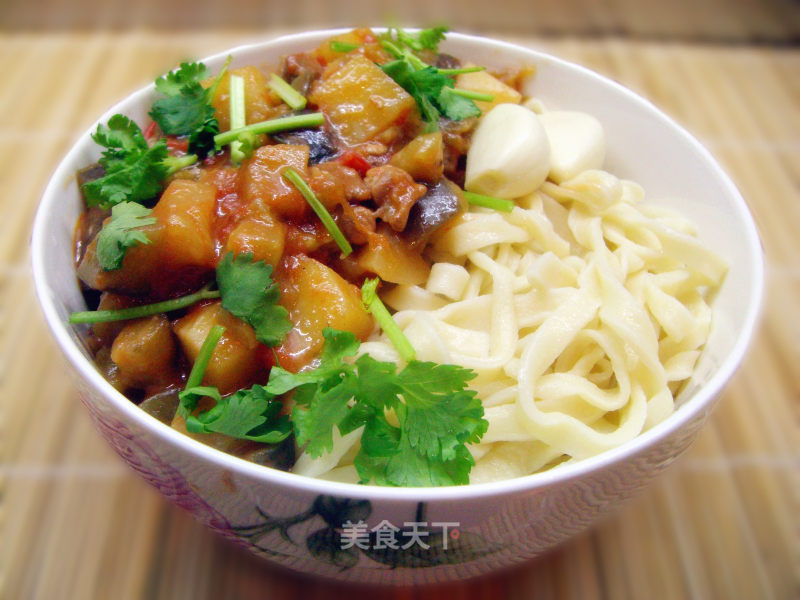 Potato and Eggplant Noodles recipe