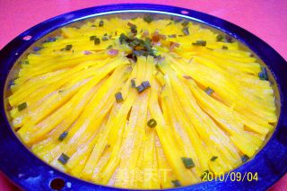 Auspicious Pumpkin, Golden Chrysanthemum, Wild Soybeans, Pickled Cabbage, Fish, Tea Tree, Mushrooms, Dried Bamboo Shoots, and Roasted Pork. recipe