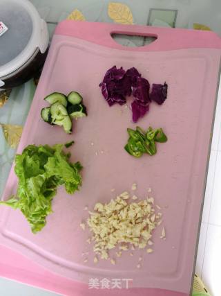 Cold Vegetables ~ Purple Cabbage Lettuce Cucumber Pepper recipe