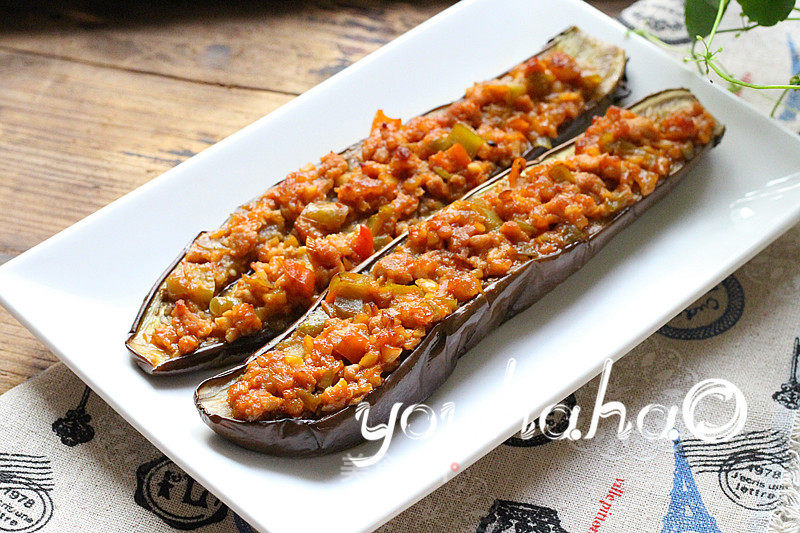 Grilled Eggplant with Garlic Minced Pork recipe