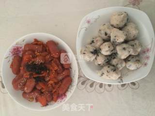 Spicy Stir-fried Rice Cake with Tuna Rice Ball recipe