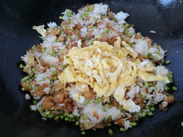 Fried Rice with Fritters and Egg recipe