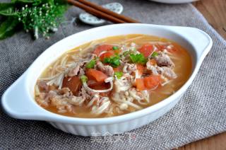 Beef Soup with Enoki Mushroom and Tomato recipe