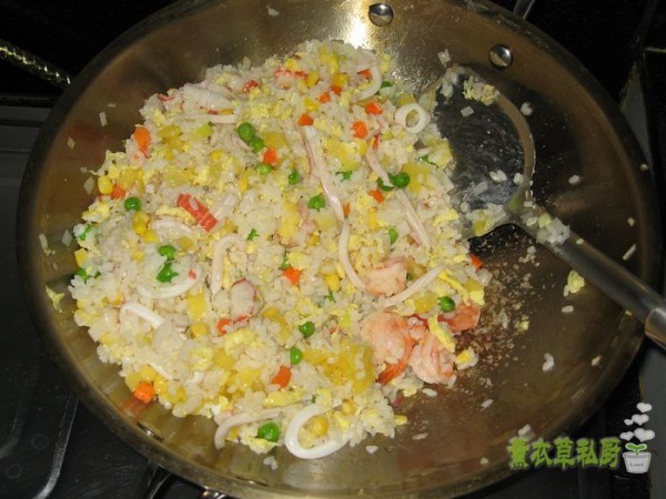 Seafood Pineapple Fried Rice recipe