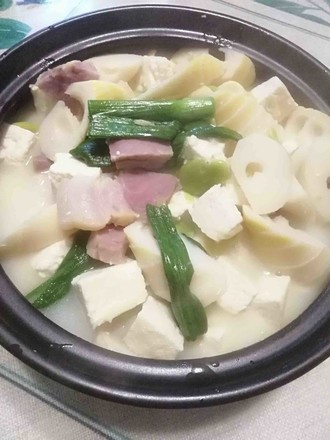 Stewed Tofu with Spring Bamboo Shoots and Bacon