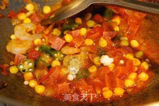 Tomato Shrimp Pasta with Okra Green Pepper recipe