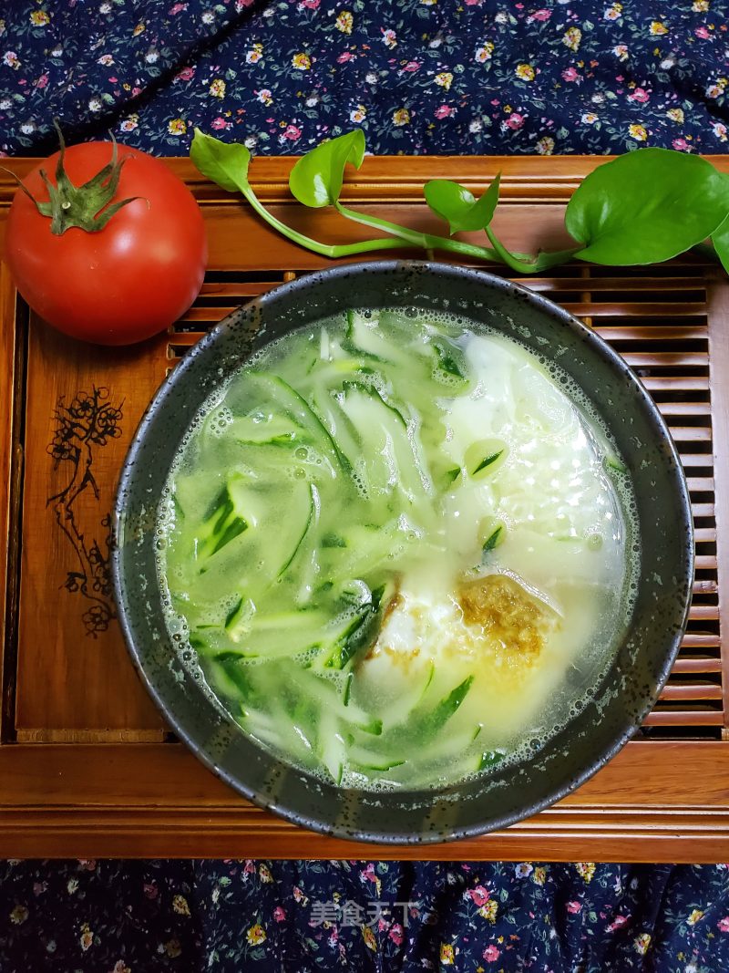 Poached Egg Cucumber Soup recipe