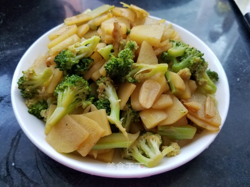 Fried Broccoli with Potato Chips recipe