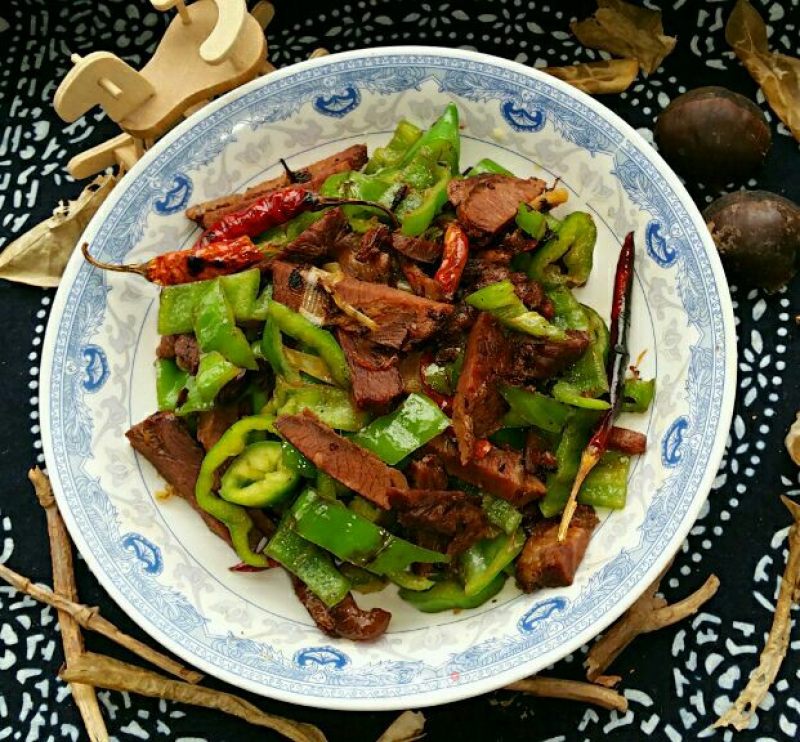 Stir-fried Braised Beef with Hot Peppers recipe
