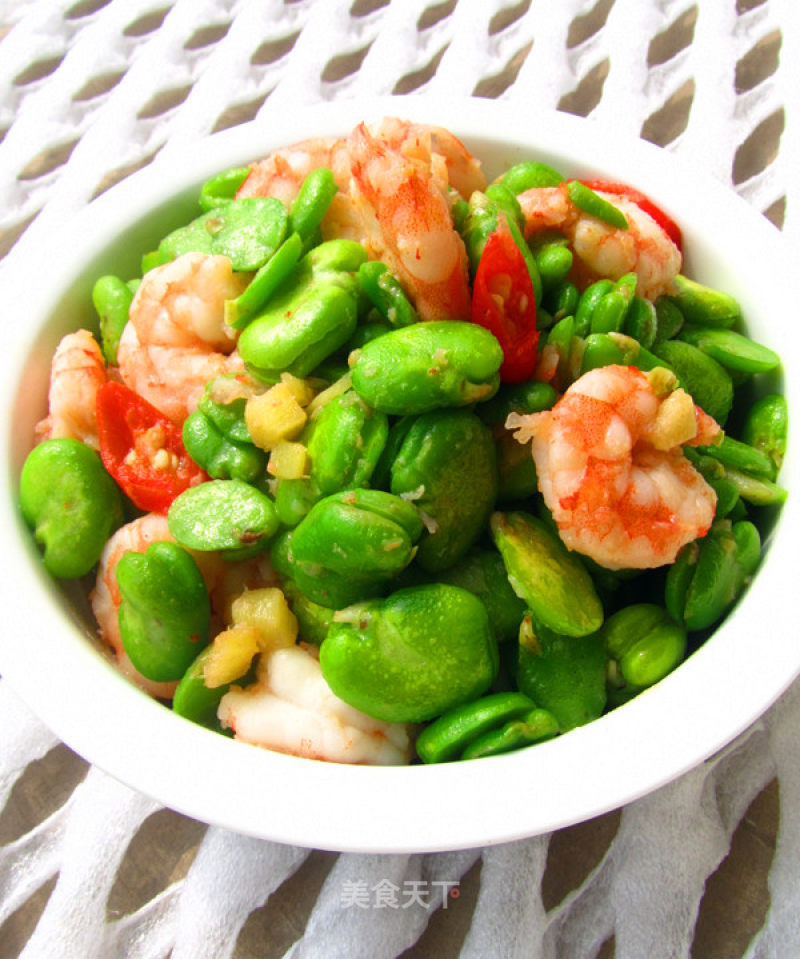 Fried Shrimp with Broad Beans recipe