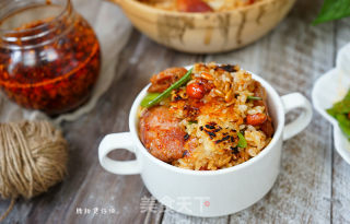 Food Festival Claypot Rice with Sausage and Snow Pea recipe
