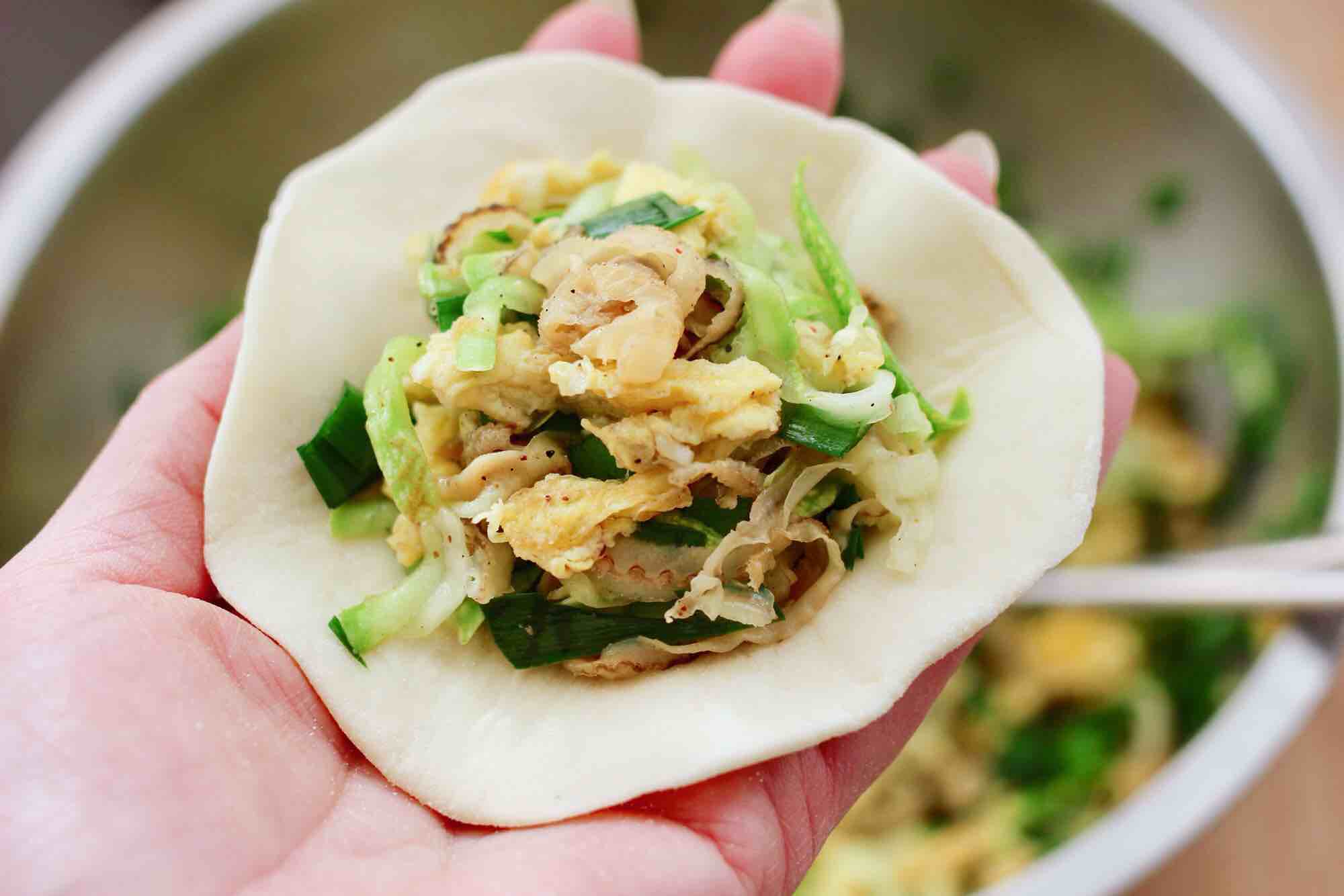 Steamed Buns with Goose Eggs, Scallops and Zucchini recipe