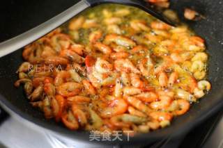 Fried River Prawns with Spring Leek recipe