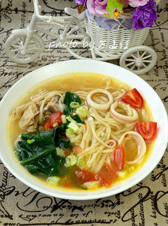 Chicken Soup Squid Noodles recipe