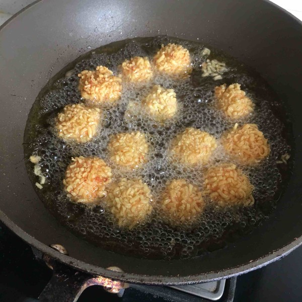 Instant Noodles and Shrimp Balls recipe