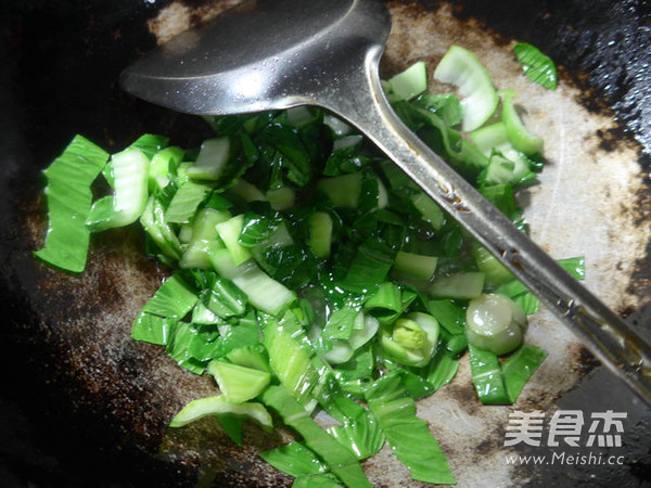 Fried Rice with Crab Sticks and Greens recipe