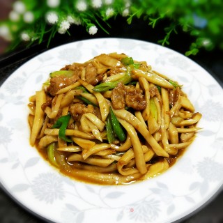 Fried Pleurotus Eryngii with Sliced Pork recipe