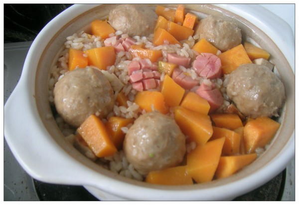 Pot Beef Balls Braised Rice recipe